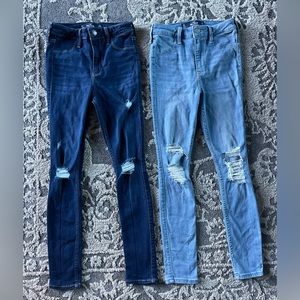2 Pairs Of Hollister Distressed High Rise Jean Leggings Size 0S W24 L26